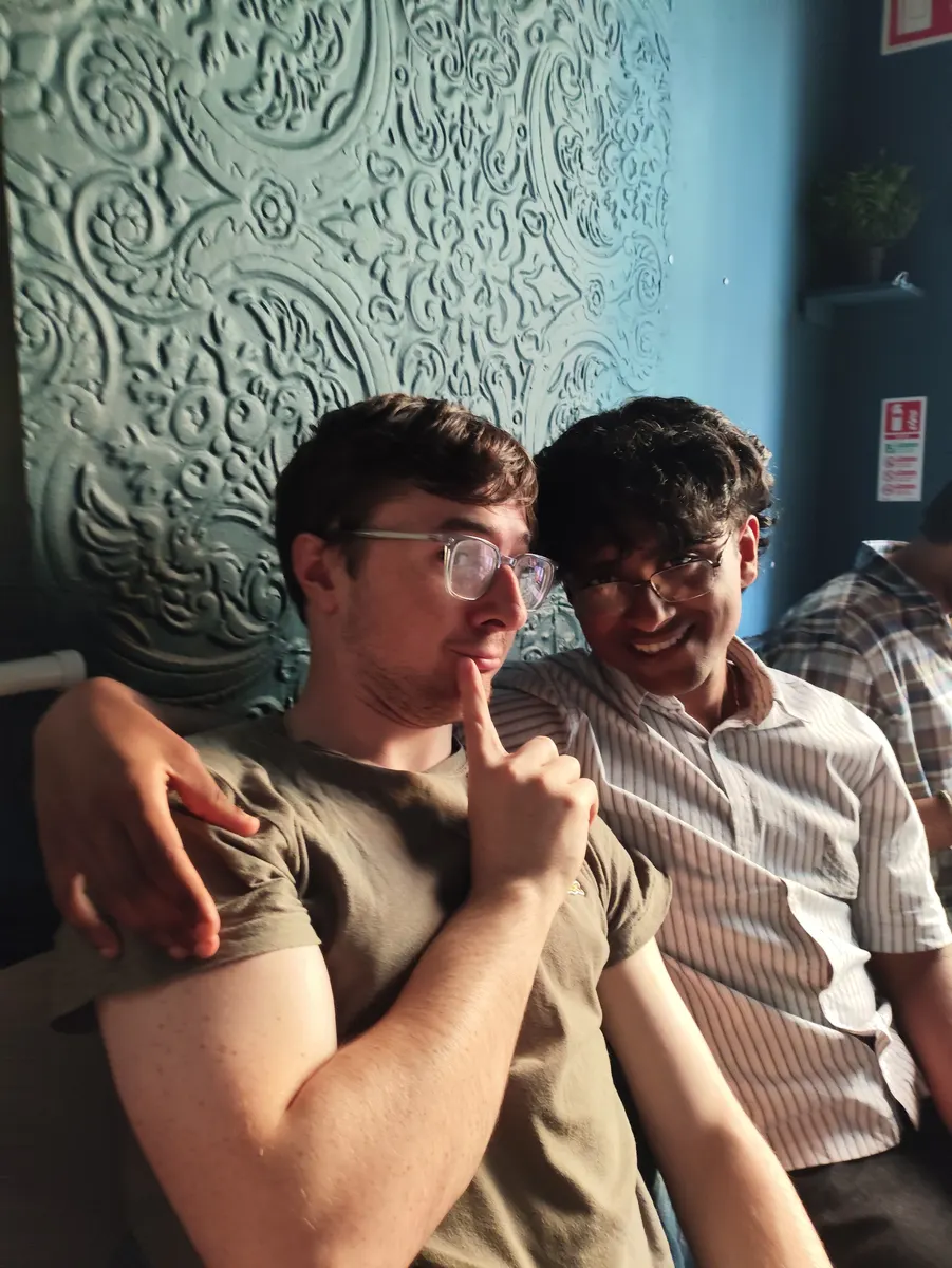 Friends laughing together