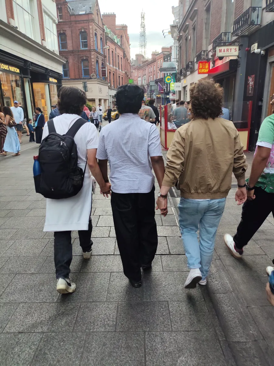 A group walking through Dublin